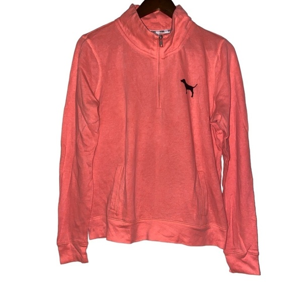 Pink Victoria's Secret High Neck Top Signature Dog‎ Logo Long Sleeve Women M - Picture 1 of 6